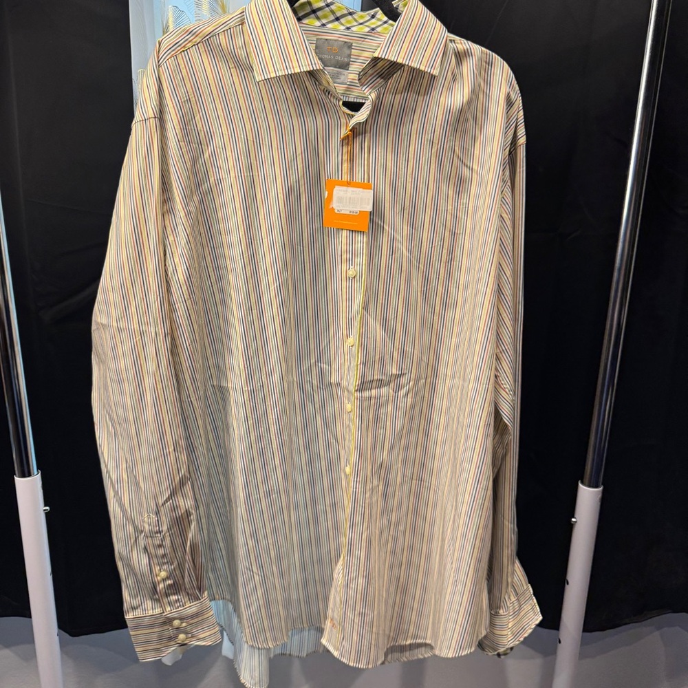 Thomas Dean Multicolor Striped Button Down Shirt